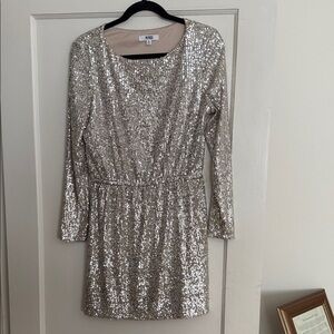 H&M Sparkling Silver Long Sleeve Dress